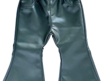 Sophie Pleather Bell Bottoms - Olive