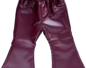 Sophie Pleather Bell Bottoms - Wine