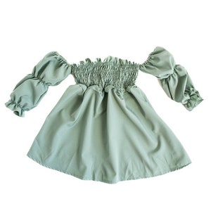 Calliope Puff Sleeve Off Shoulder Dress - Sage