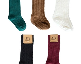 Pepper Knee-High Cable Knit Socks