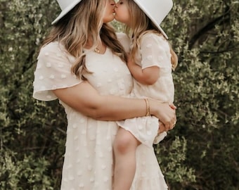 Eden Short Sleeve Dot Dress - Ivory