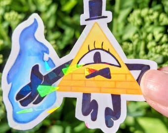 Holographic Bill Cipher 2.5' Sticker Glossy Gravity Falls | Mystery Shack | Mable Dipper | Standford Pines Cosplay | Journal 3