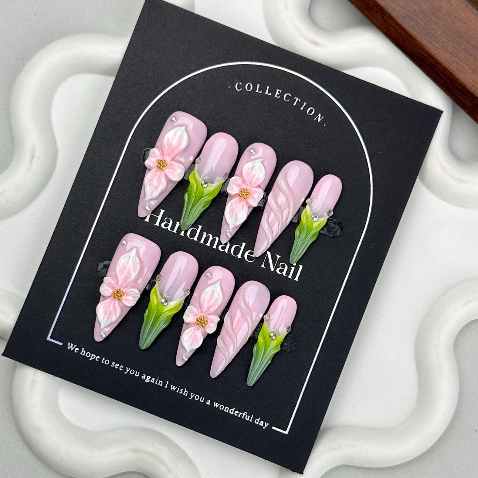 Pink Nail,Nail Art,Green Nail,Nail Design,Nail Polish,Handmade Nail,Press On Nails,Gift For Her