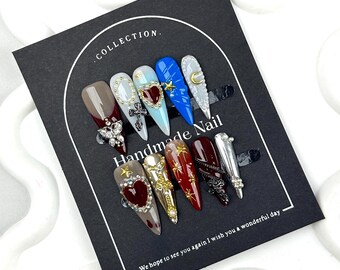 Nail Art,Nail Press On,Nail Handmade,Nail Design,Blue Nail,Acrylic Press On,Nail Art Supplies,Gift For Her