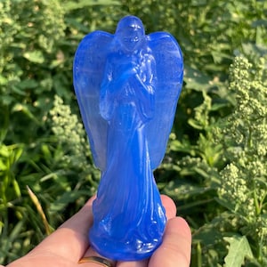 3.9&#39;&#39;+ Blue Opalite quartz angel,quartz crystal goddess,hand carved angel,Crystal Angel,Angel skull,Home Decoration Crystal Gifts 1pc