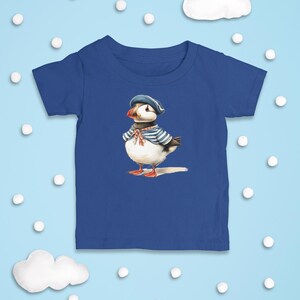 Camiseta de frailecillo marinero náutico para niño, camiseta para niño amante de las aves, ropa para niño y niña, camiseta gráfica de frailecillo kawaii de dibujos animados