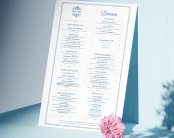 Elegant French Brasserie Menu Template with Wine List | 8.5x14 Canva | Printable & Customizable