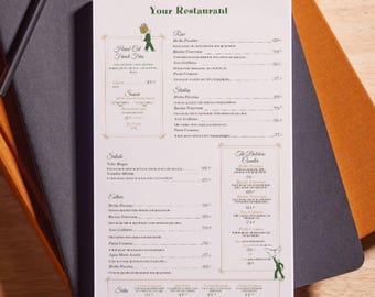 American Chophouse Menu Template | 8.5x11 Canva Editable | Whimsical Character Illustrations | Steakhouse, Grill, Fine Dining Menu