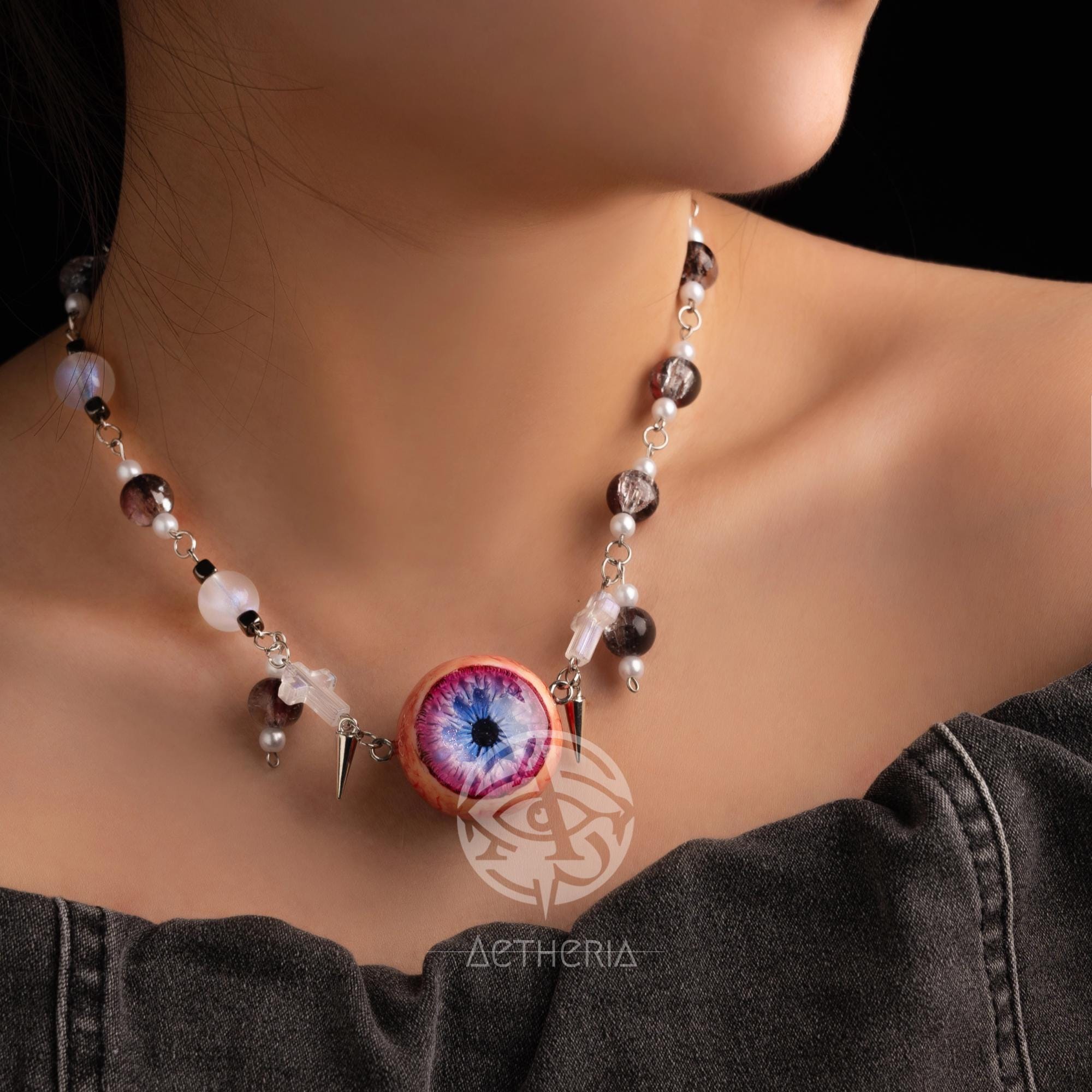 Handmade Realistic Eyeball Necklace, Evil Eye Choker, Punk Accessory, Halloween Gift Idea, Gift for Goths, Spirituality Source