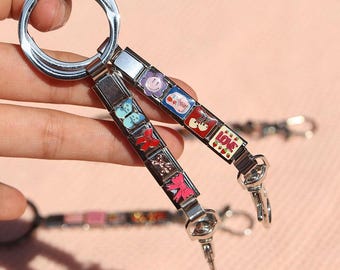 Italian Charm Keychain,Custom Italy Charms,Vintage Italian Charm Keychain