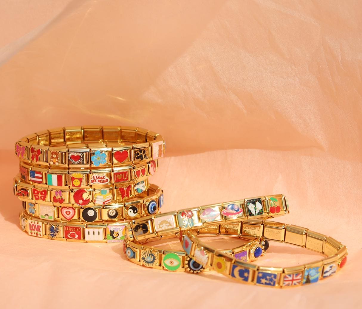 Italian Charms Bracelet,Custom Gold Italy Charms,Personalized Italian Bracelet, Charms,Jewelry Gifts for Her,Birthday gift,mom gift
