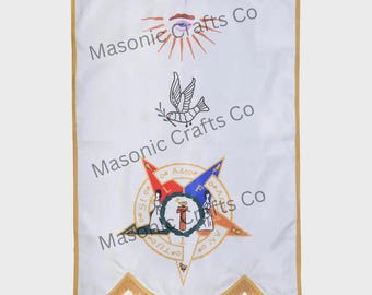 Estandarte bordado personalizado de la Orden Masónica del Amaranto: trenza y flecos dorados