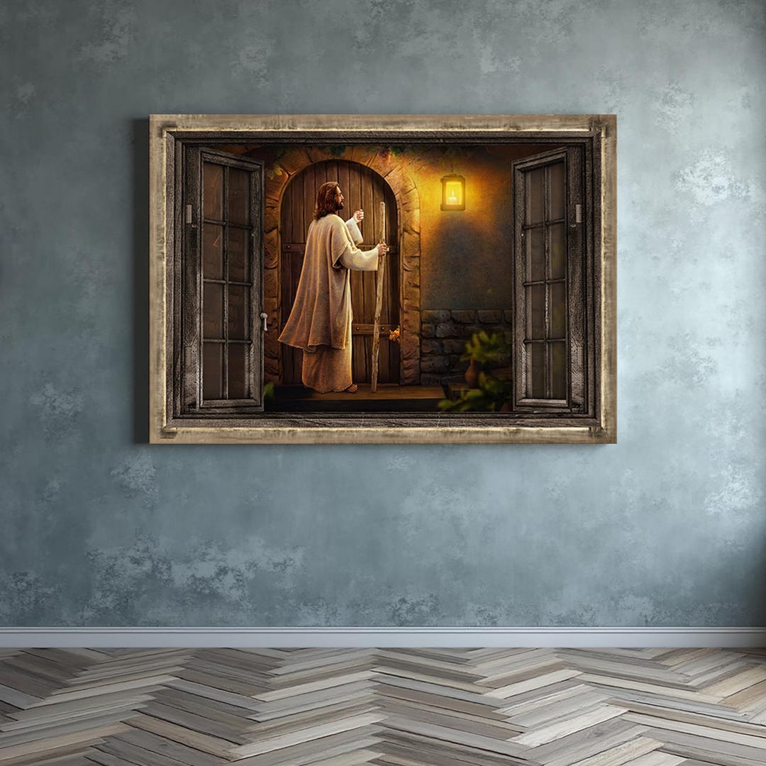 Jesus Knocking on Door Canvas, Christian Home Decor Wall Art With ...
