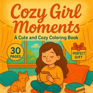 Cozy Girl Coloring Book: 30 Hand-Drawn Pages (PDF/PNG Printables)