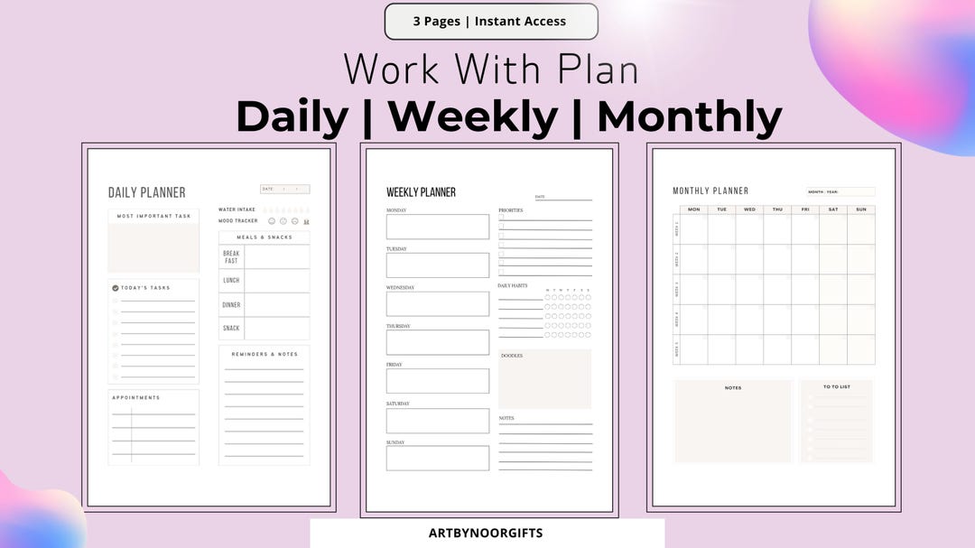 Buy Printable Daily Weekly Monthly Planner Inserts (a4/a5/letter/half ...