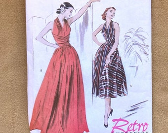 Vintage 50's Style Sewing PATTERN, 50's Dress Pattern, REPRINT Full ...