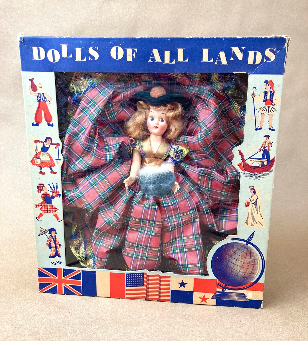 Vintage 1940's Dolls of All Lands, Scotland Costume Doll, Scotch Lassie