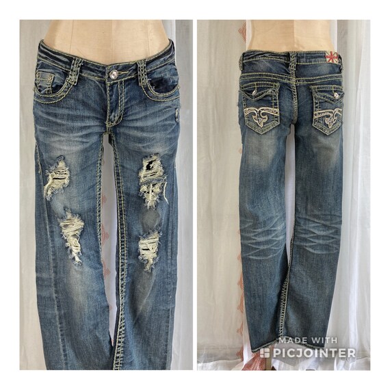 Vintage Super Low Rise Jeans, Y2K Ultra Low Waist Dar… - Gem