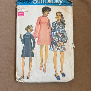 Vintage 1960&#39;s Sewing Pattern, Bell Sleeve Mini Dress Pattern, Mod Mini Dress, Simplicity 8515, Boho Mini Dress, Misses Sz 9  Bust 33