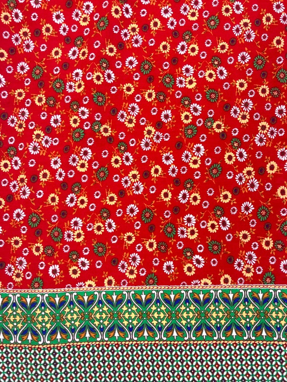 Vintage Red Ditsy Floral Sundress, Red and Green … - image 8