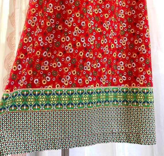 Vintage Red Ditsy Floral Sundress, Red and Green … - image 2