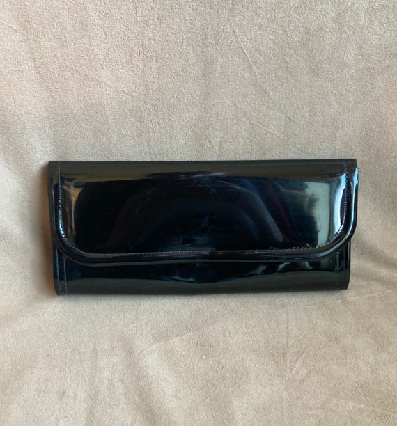 SHINY 70's 80's Black Clutch Purse // FREE SHIPPI… - image 4