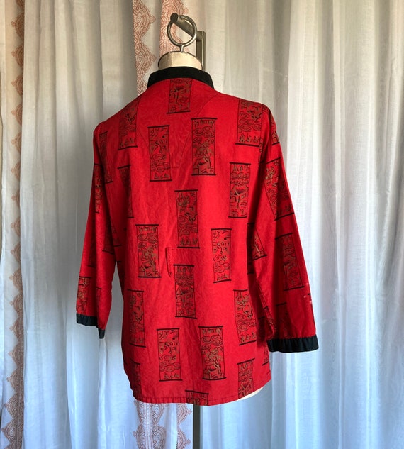 RARE Vintage 50s 60s Asian Print Jacket, Tiki Chi… - image 8