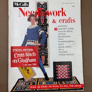 Vintage 1960s McCall&#39;s Needlework Magazine: Knitting, Crafts, & 50s Fashion