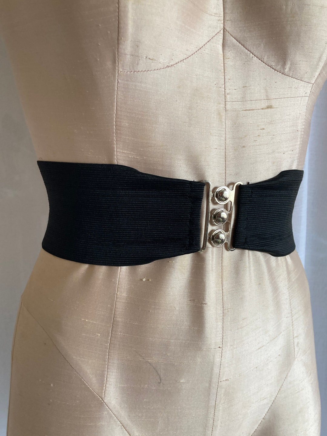 Vintage Black Wide Stretch Belt / FREE SHIPPING / 50's Etsy