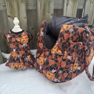 Feline Leopard Set. Pet carrier and matching Dress