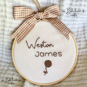 Custom Baby Name Gift Hand Embroidery Baby Boy Announcement Personalized Baby Gift Baby Name Sign Gift Baby Boy Name Balloon Nursery Art