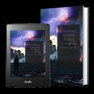 Peut inclure: Un lecteur Kindle et un livre reli&eacute; affichent la couverture de "Conspiracy Uncovered: The Most Controversial Theories of 9/11". L'illustration montre une ville sous un ciel orageux et dramatique.