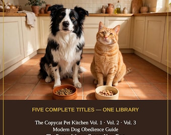 The Complete Dog & Cat Owner's Library | 5 Pet Books: Dog Meals, Treats and Cat Recipes, Obedience Training, Grooming Guides