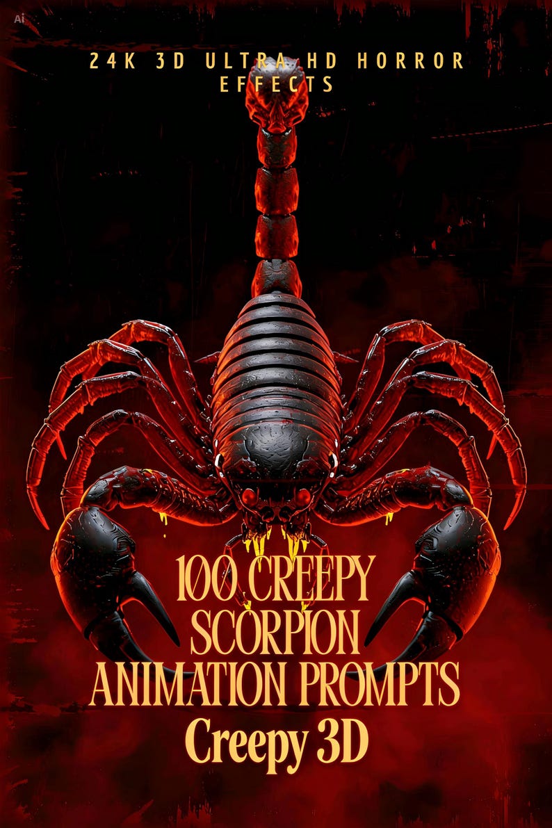 100 Gruselige Skorpion Animation Prompts | 3D-Horror-Effekte, Filmische Dark Prompts (MRR) Bild 1