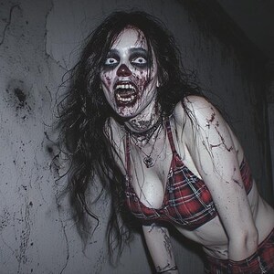 Hon är inte vad hon verkar vara – 8K 3D Goth Demon Girl Horror PLR-paket | 1 minuts video, 3 kortfilmer + 59 bilder (inget ljud) bild 8