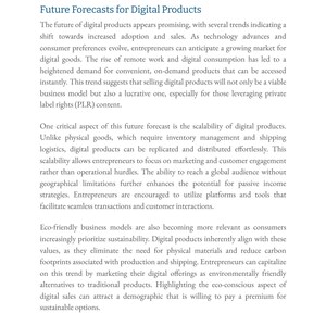 Puede incluir: Texto sobre un fondo blanco que habla sobre el futuro de los productos digitales y c&oacute;mo se est&aacute;n volviendo m&aacute;s escalables y ecol&oacute;gicos. El texto destaca los beneficios de vender productos digitales, como la capacidad de llegar a una audiencia global y el potencial de ingresos pasivos.