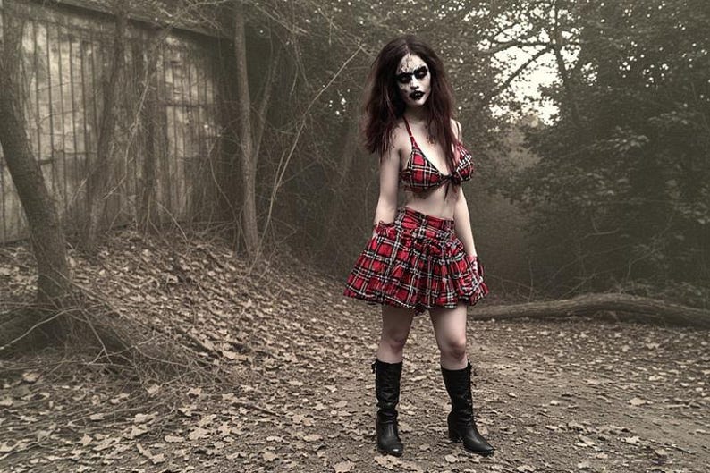 Hon är inte vad hon verkar vara – 8K 3D Goth Demon Girl Horror PLR-paket | 1 minuts video, 3 kortfilmer + 59 bilder (inget ljud) bild 3