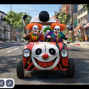 Clownauto 4K-video | Grappige en griezelige animatie (digitale download) afbeelding 2