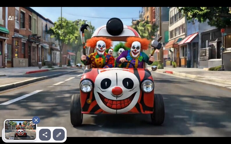 Clownauto 4K-video | Grappige en griezelige animatie (digitale download) afbeelding 2