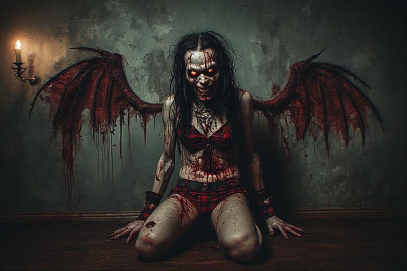 Hon är inte vad hon verkar vara – 8K 3D Goth Demon Girl Horror PLR-paket | 1 minuts video, 3 kortfilmer + 59 bilder (inget ljud) bild 20