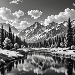 Bob Ross Inspired Landscape Art: 68 8K HD Images with PLR image 4