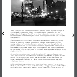 May include: A black and white photograph depicting a street scene in Jersey City, New Jersey, in the 1940s. The image shows buildings, streetlights, and a sign for Loew's Jersey Theater.