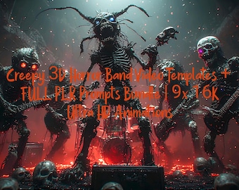 Creepy 3D Horror Band Video Templates + AI Prompts Bundle (Digital Download)