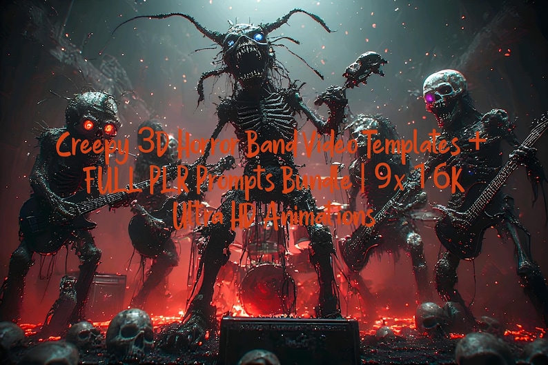 Creepy 3D Horror Band Video Templates + AI Prompts Bundle (Digital Download) image 1