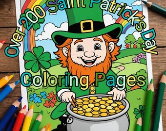 200+ St. Patrick's Day Coloring Pages: Leprechauns, Shamrocks (PLR Resell Rights)