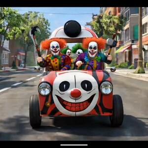 Clownauto 4K-video | Grappige en griezelige animatie (digitale download) afbeelding 4