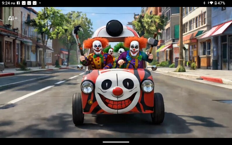 Clownauto 4K-video | Grappige en griezelige animatie (digitale download) afbeelding 4