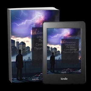 Peut inclure: Un livre et une liseuse Kindle affichant la couverture de "Conspiracy Uncovered: The Most Controversial Theories of 9/11". La couverture pr&eacute;sente un paysage urbain sous un ciel orageux et une silhouette. Le Kindle est noir avec le logo Kindle.