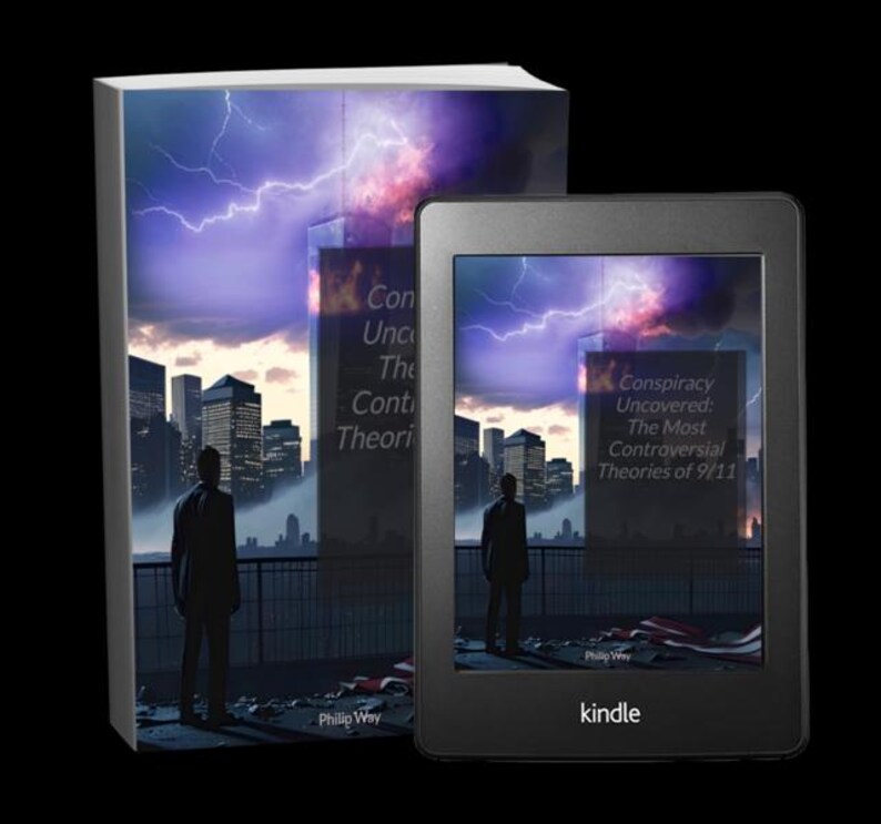 Peut inclure: Un livre et une liseuse Kindle affichant la couverture de "Conspiracy Uncovered: The Most Controversial Theories of 9/11". La couverture pr&eacute;sente un paysage urbain sous un ciel orageux et une silhouette. Le Kindle est noir avec le logo Kindle.