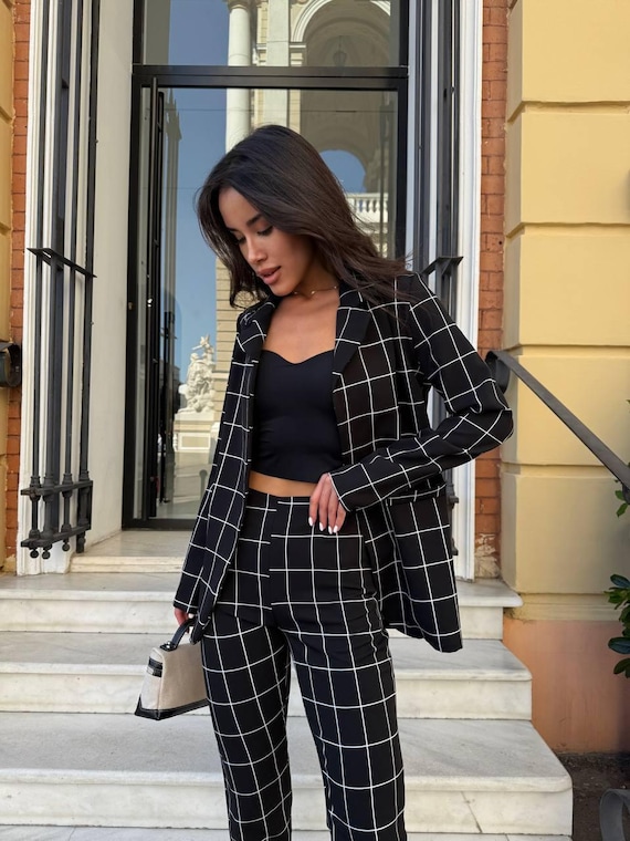 black and white dress pants for women Flat Front Tapered Dress Pants for Tall Women in Black 2 / Tall / Black